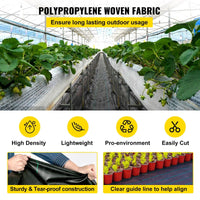 VEVOR 2*3FT300FT Premium Weed Barrier Fabric Heavy Duty 2.4OZ, Woven Weed Control Fabric, High Permeability Good for Flower Bed, Geotextile Fabric for Underlayment, Polyethylene Ground Cover - 7DAY'S