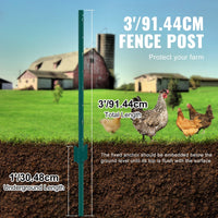 VEVOR 3 Feet Fence Post 10 Pack T - Post Heavy Duty Metal Fence Posts Green - 7DAY'S