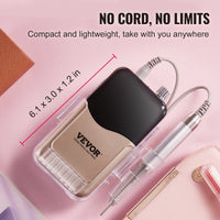 VEVOR Electric Cordless Nail Drill - with 35000RRM Brushless Motor and Charging Base, Rechargeable Nail E File Machine with 6 Bit & 50PCS Sanding Band for Acrylic Gel Nail, Manicure Pedicure Polishing - 7DAY'S