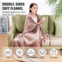 VEVOR Heated Blanket Electric Throw, 84" x 90" Queen Size, Soft Flannel Heating Blanket with 10 Hours Timer Auto - off & 5 Heating Levels, Dual Control, Machine Washable, ETL & FCC Certification (Beige) - 7DAY'S