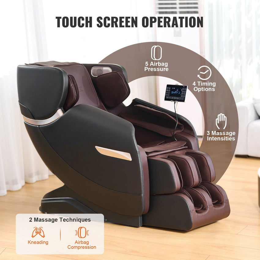 VEVOR Massage Chair - Full Body Zero Gravity Recliner with Multi Auto Modes, 3D Shiatsu, Heating, Bluetooth Speaker, Airbag, Foot Roller, and Touch Screen - 7DAY'S