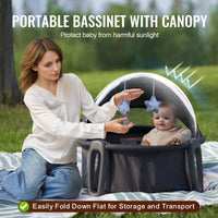 VEVOR Portable Baby Bassinet On - The - Go Folding Baby Dome with Canopy and Toys - 7DAY'S