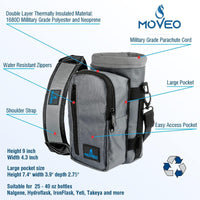 Water Bottle Holder Carrier Bottle Cooler w Adjustable Shoulder Strap and Front Pockets Suitable for 16 oz to 25oz Bottles Gray - 7DAY'S