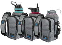 Water Bottle Holder Carrier Bottle Cooler w Adjustable Shoulder Strap and Front Pockets Suitable for 16 oz to 25oz Bottles Gray - 7DAY'S