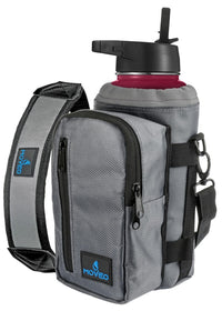 Water Bottle Holder Carrier Bottle Cooler w Adjustable Shoulder Strap and Front Pockets Suitable for 16 oz to 25oz Bottles Gray - 7DAY'S