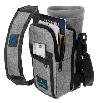 Water Bottle Holder Carrier Bottle Cooler with Adjustable Shoulder Strap and Front Pockets Suitable for 16 oz to 25oz Bottles - 7DAY'S