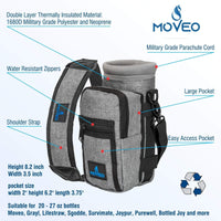 Water Bottle Holder Carrier Bottle Cooler with Adjustable Shoulder Strap and Front Pockets Suitable for 16 oz to 25oz Bottles - 7DAY'S