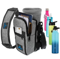 Water Bottle Holder Carrier Bottle Cooler with Adjustable Shoulder Strap and Front Pockets Suitable for 16 oz to 25oz Bottles - 7DAY'S