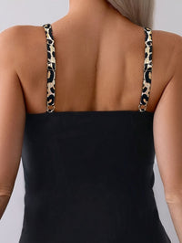 Women's two - piece leopard print side quick drying camisole swimsuit - 7DAY'S