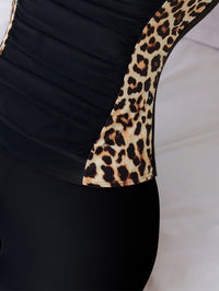 Women's two - piece leopard print side quick drying camisole swimsuit - 7DAY'S