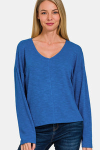 Zenana Dropped Shoulder Long Sleeve T-Shirt - 7DAY'S