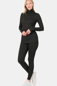 Zenana Full Size Turtleneck Top and Leggings Lounge Set Loungewear for women - 7DAY'S