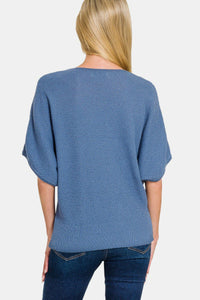 Zenana V - Neck Short Sleeve Dolman Sweater - 7DAY'S