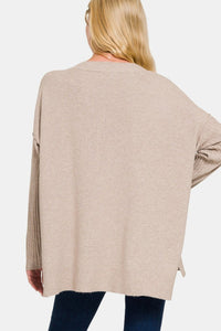 Zenana V - Neck Side Slit High - Low Sweater - 7DAY'S