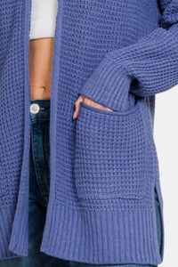 Zenana Waffle Open Front Sweater Cardigan - 7DAY'S